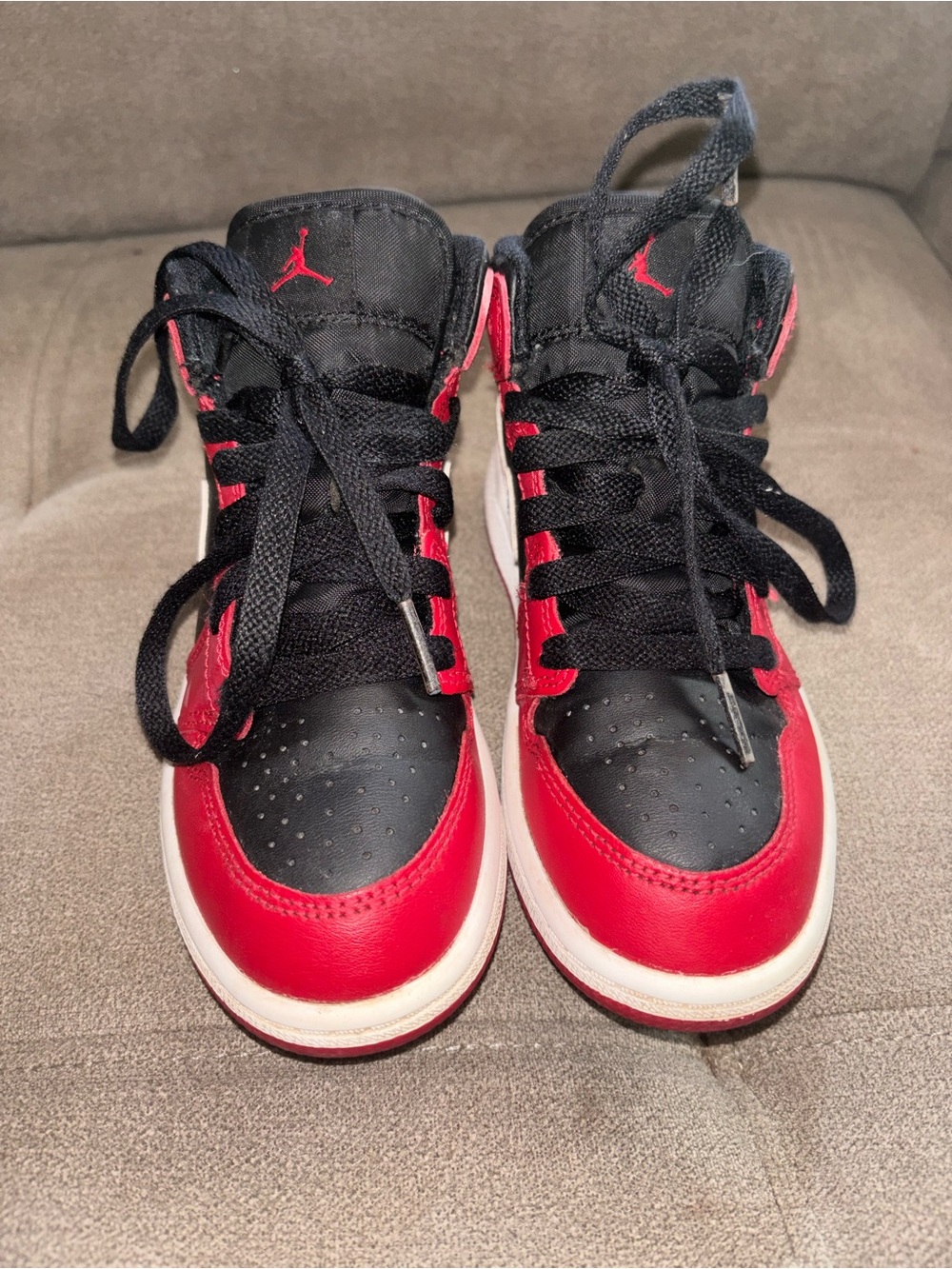 Jordan Kids Black and Red High-Top Sneakers